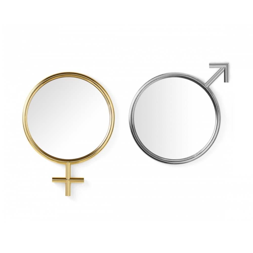 Hand-Crafted Men Mirror in Chrome Finish or Gold Finish For Sale