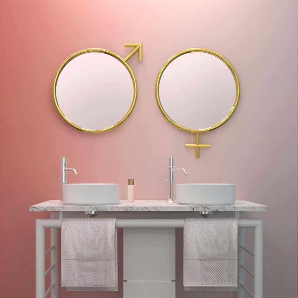 XXIe siècle et contemporain Miroir pour hommes en finition chromée ou finition dorée en vente