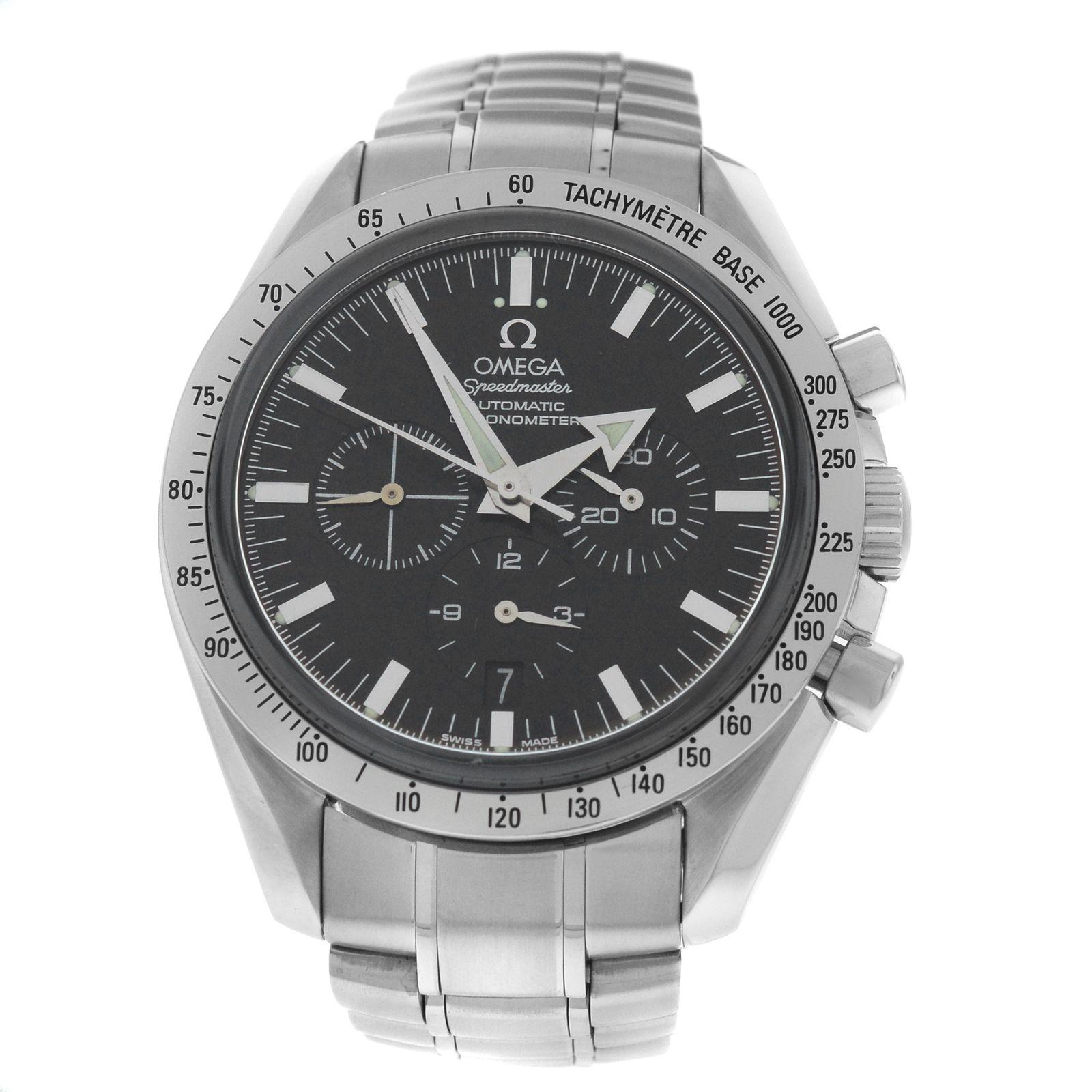 Men Omega Speedmaster Broad Arrow Steel Co-Axial Chronometer Watch For Sale