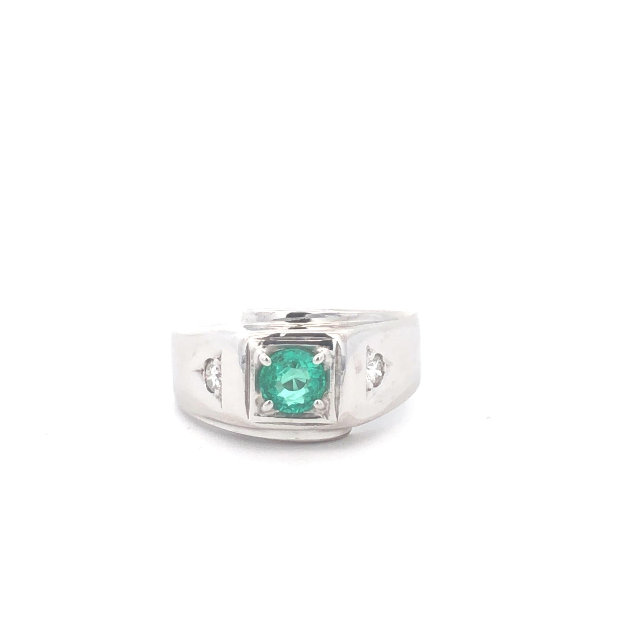 Herren Rosa Ring Smaragd & Diamanten D.10ct E.50ct 14kwg im Zustand „Neu“ im Angebot in New York, NY