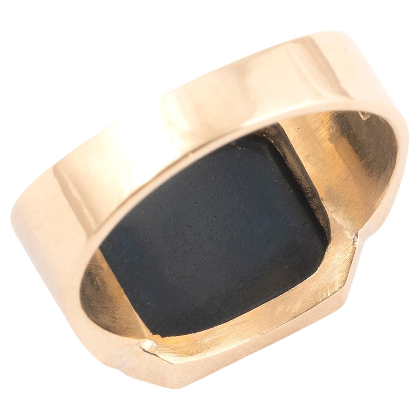 Octagon Cut Men Ring Bloodstone Intaglio With Hebrew Inscription Ottoman Empire 16th Century