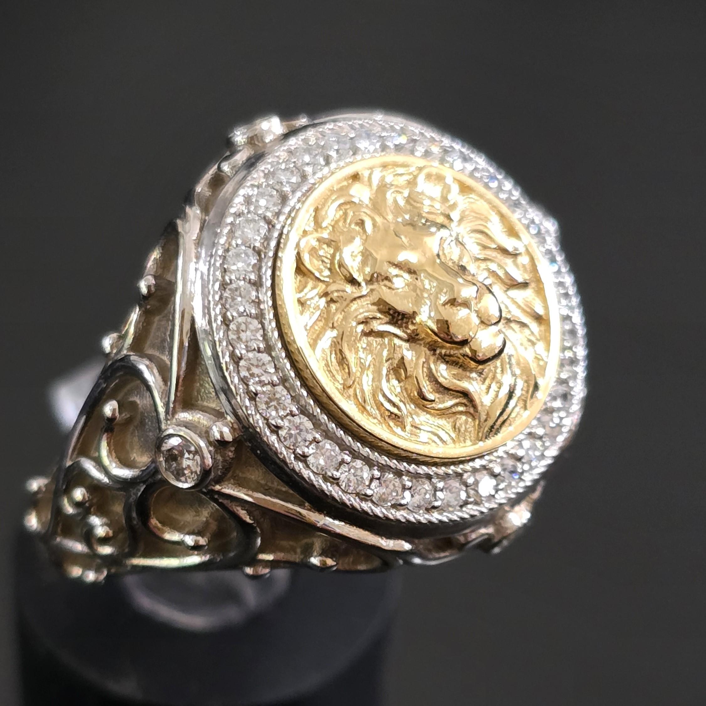 Männerring, Löwenring für Männer, Löwenring für Männer, Luxusring für Männer, Siegelring für Männer im Angebot 5