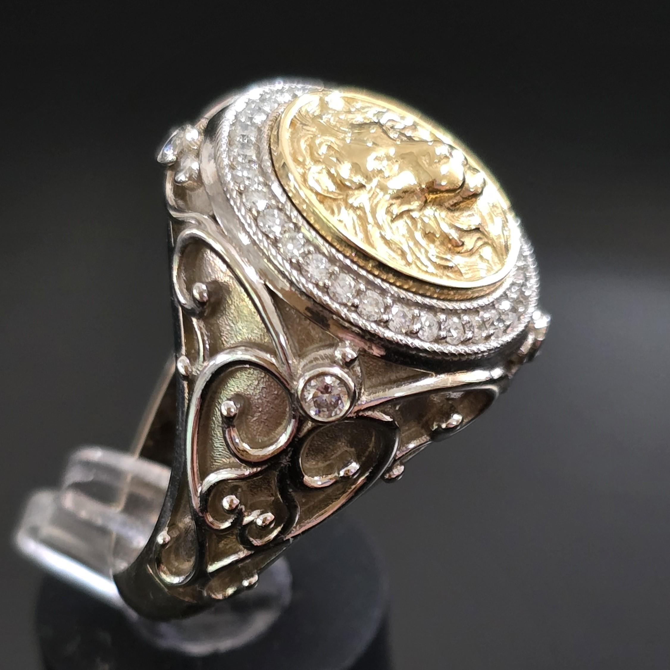 Männerring, Löwenring für Männer, Löwenring für Männer, Luxusring für Männer, Siegelring für Männer im Angebot 3