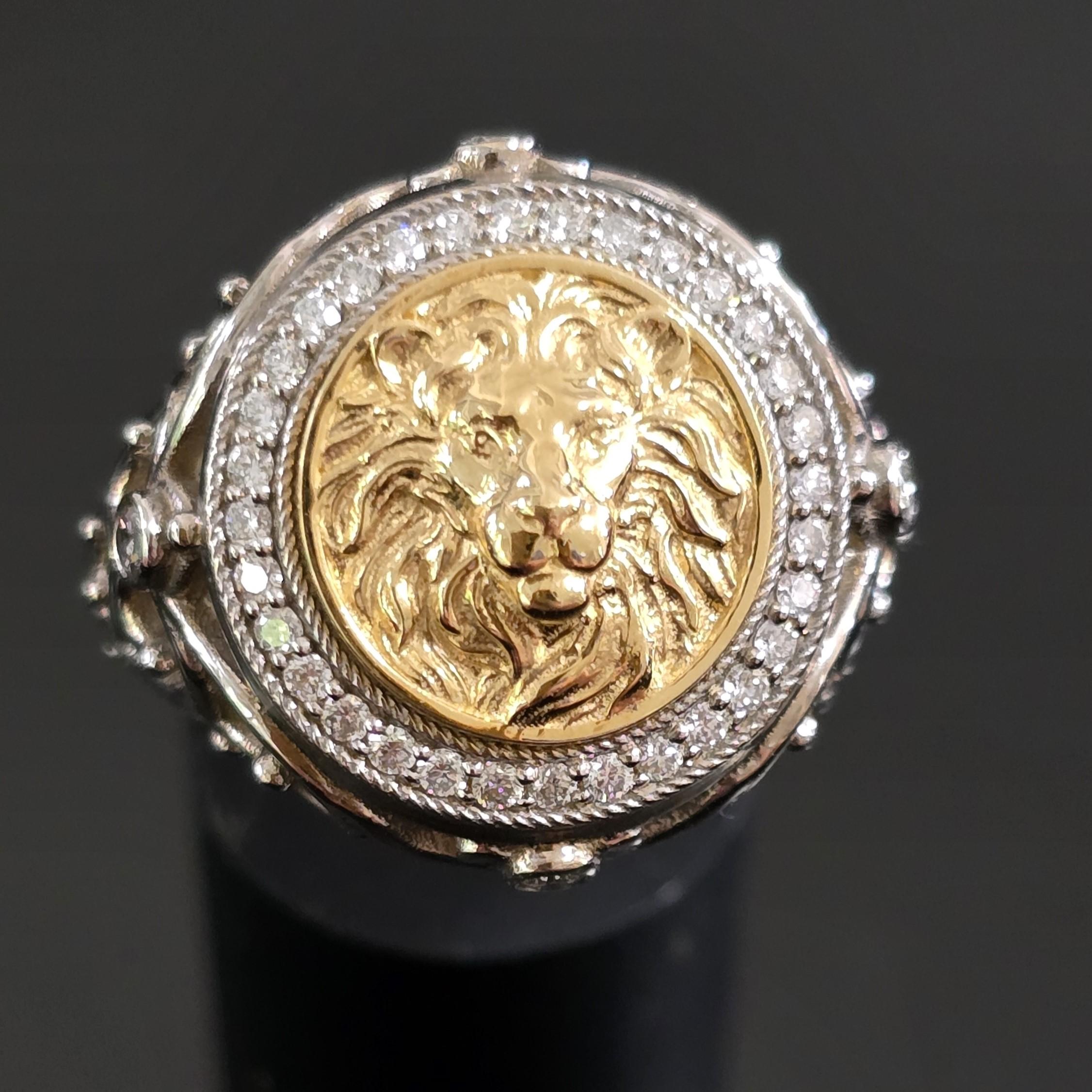 Männerring, Löwenring für Männer, Löwenring für Männer, Luxusring für Männer, Siegelring für Männer (Rundschliff) im Angebot