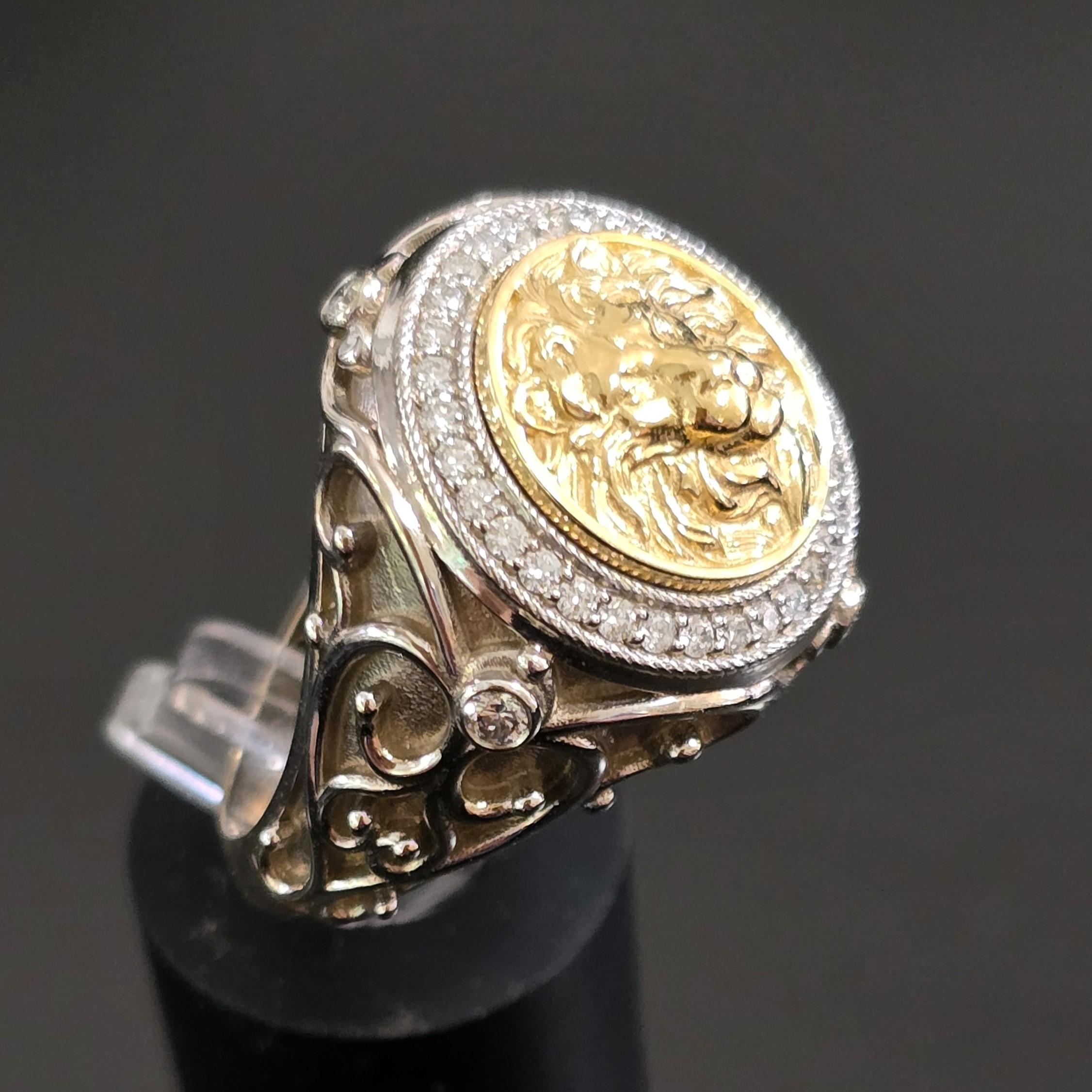 Männerring, Löwenring für Männer, Löwenring für Männer, Luxusring für Männer, Siegelring für Männer Herren im Angebot