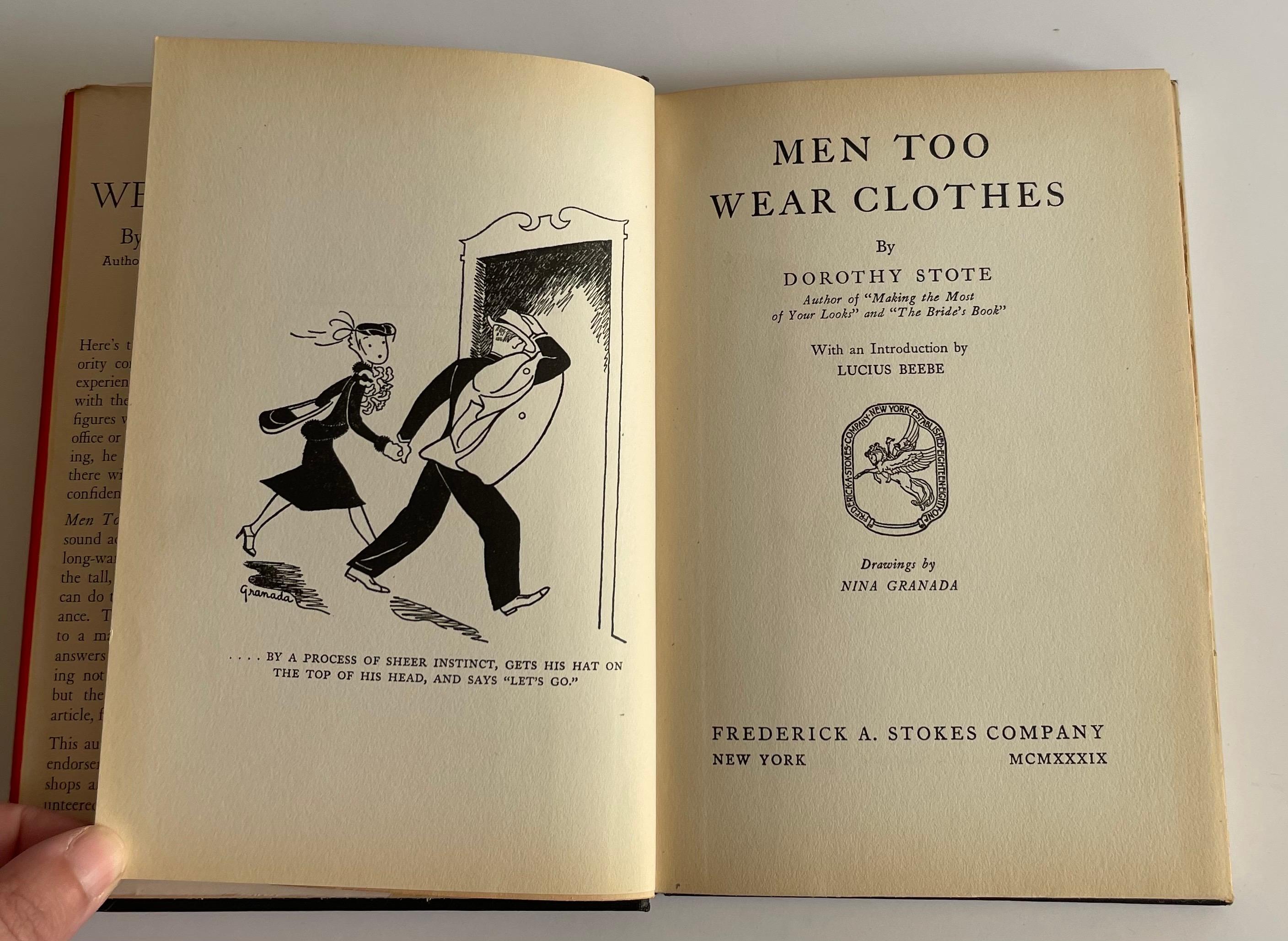 Men Too Wear Clothes by Dorothy Stote Hardcover Book In Good Condition For Sale In Stamford, CT