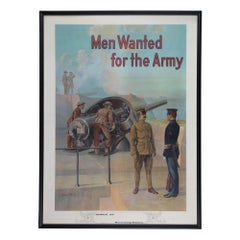 "Men Wanted For the Army" Vintage WWI Recruitment Poster
