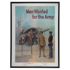 "Men Wanted For the Army" Antique WWI Recruitment Poster