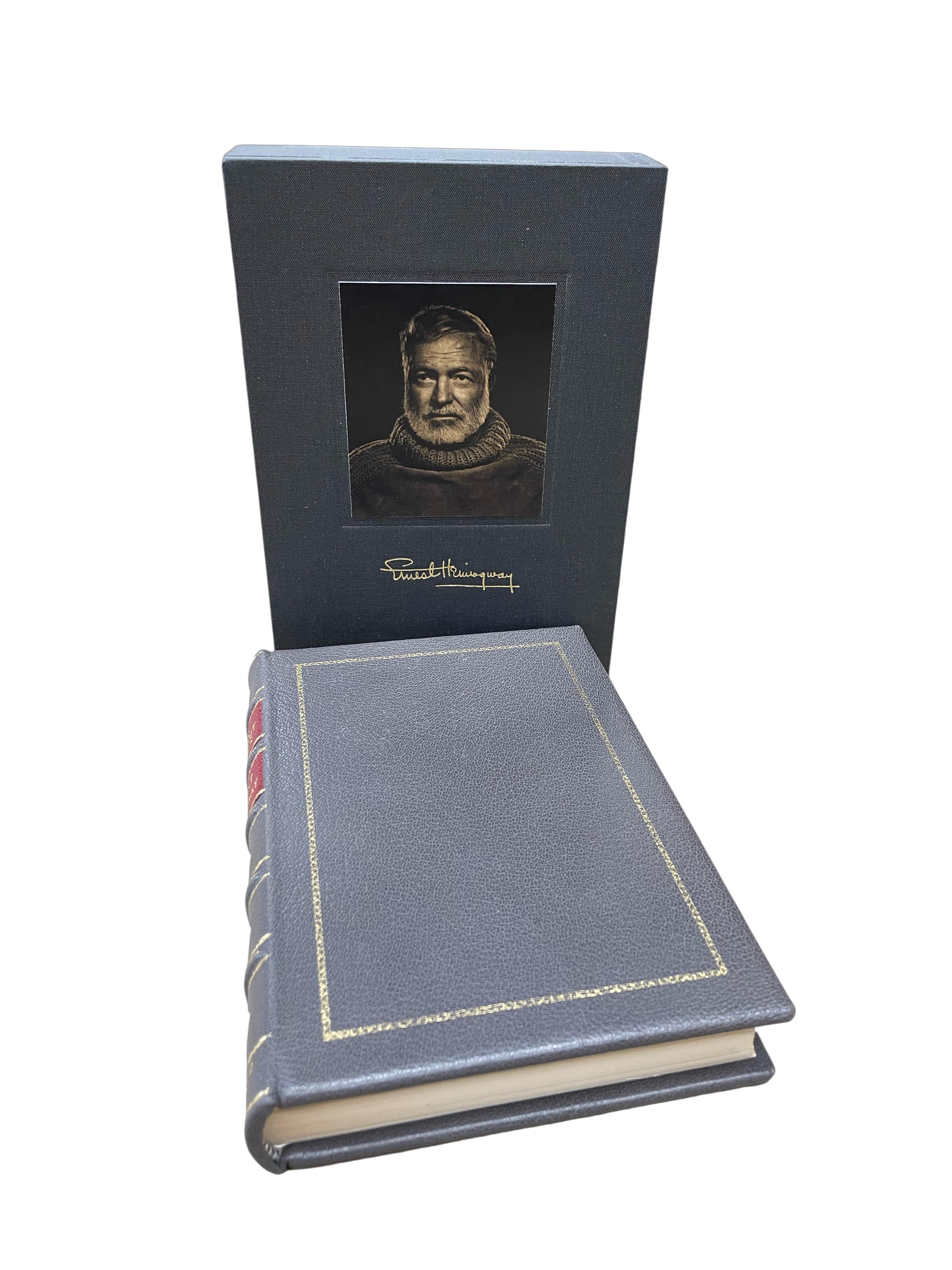 Ernest Hemingway. Men Without Women. New York: Charles Scribner's Sons, 1955. Uniform edition. Signed and inscribed by Hemingway on the free end page. Octavo. Rebound in full gray leather boards with gilt tooling and tiles, and a new archival