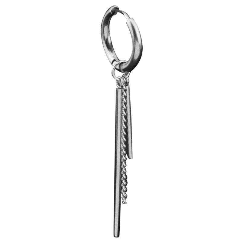 Men Women Punk Earrings 925 Silver Tassel Long Chain Hip Hop Hipster Rock Studs. For Sale