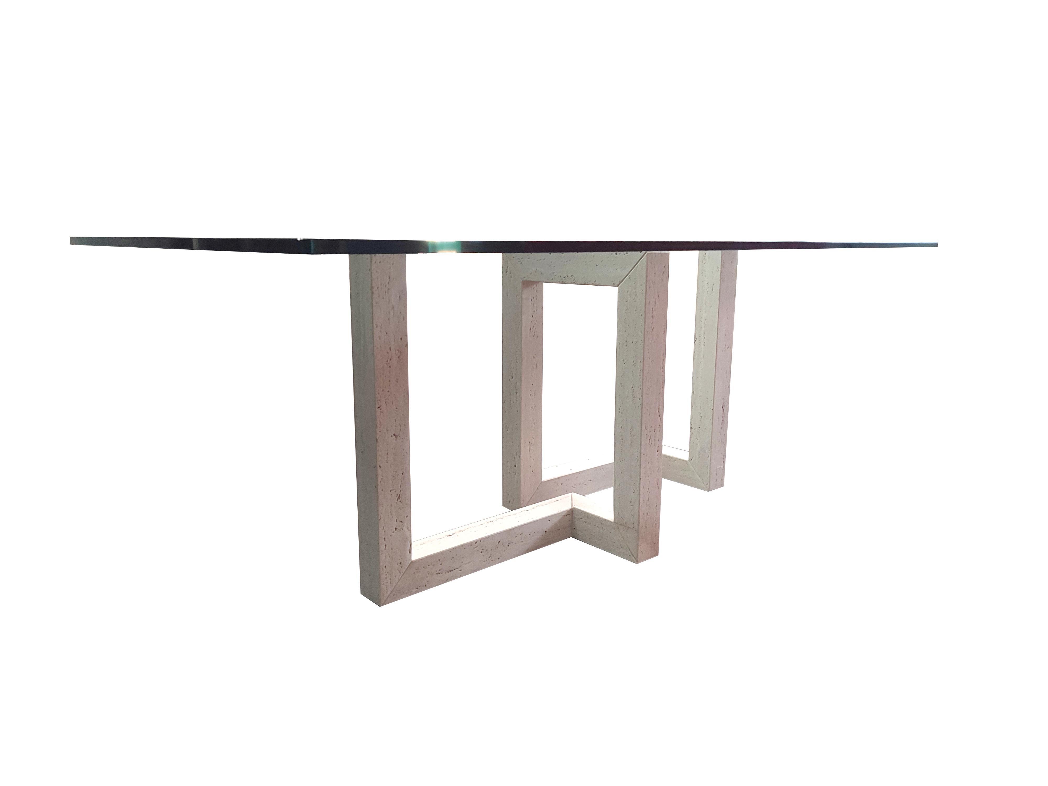 MENA Natural Travertine Dining Table Modern Contemporary Design Made in Spain For Sale 1