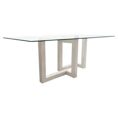 MENA Dining Table Italian Travertine & Glass Modern Design Bespoke Furniture