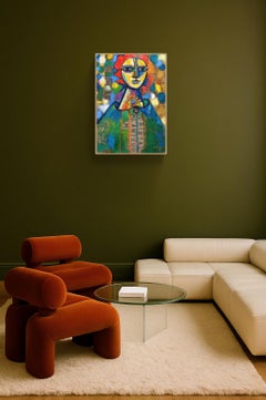 Cubist-Inspired Female Portrait, Oil on Canvas, Early 20th Century Inspiration