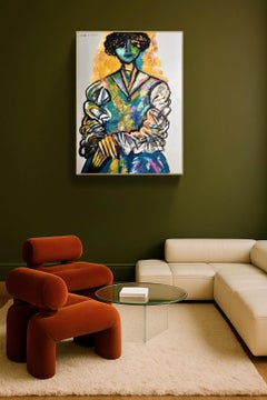 Expressionist Figurative Portrait, Oil on Canvas, by a School of Paris Artist