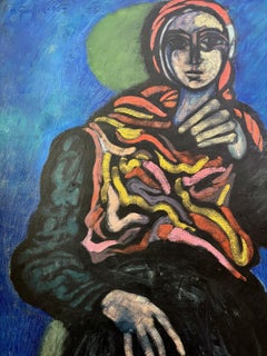 Expressionist Portrait of a Woman by a School of Paris artist, Cubist Inspired