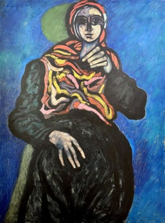 Expressionist Portrait of a Woman by a School of Paris artist, Cubist Inspired