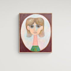 Menachem Gueffen Peinture à l'huile de portrait féminin moderniste, École de Paris, c.1960
