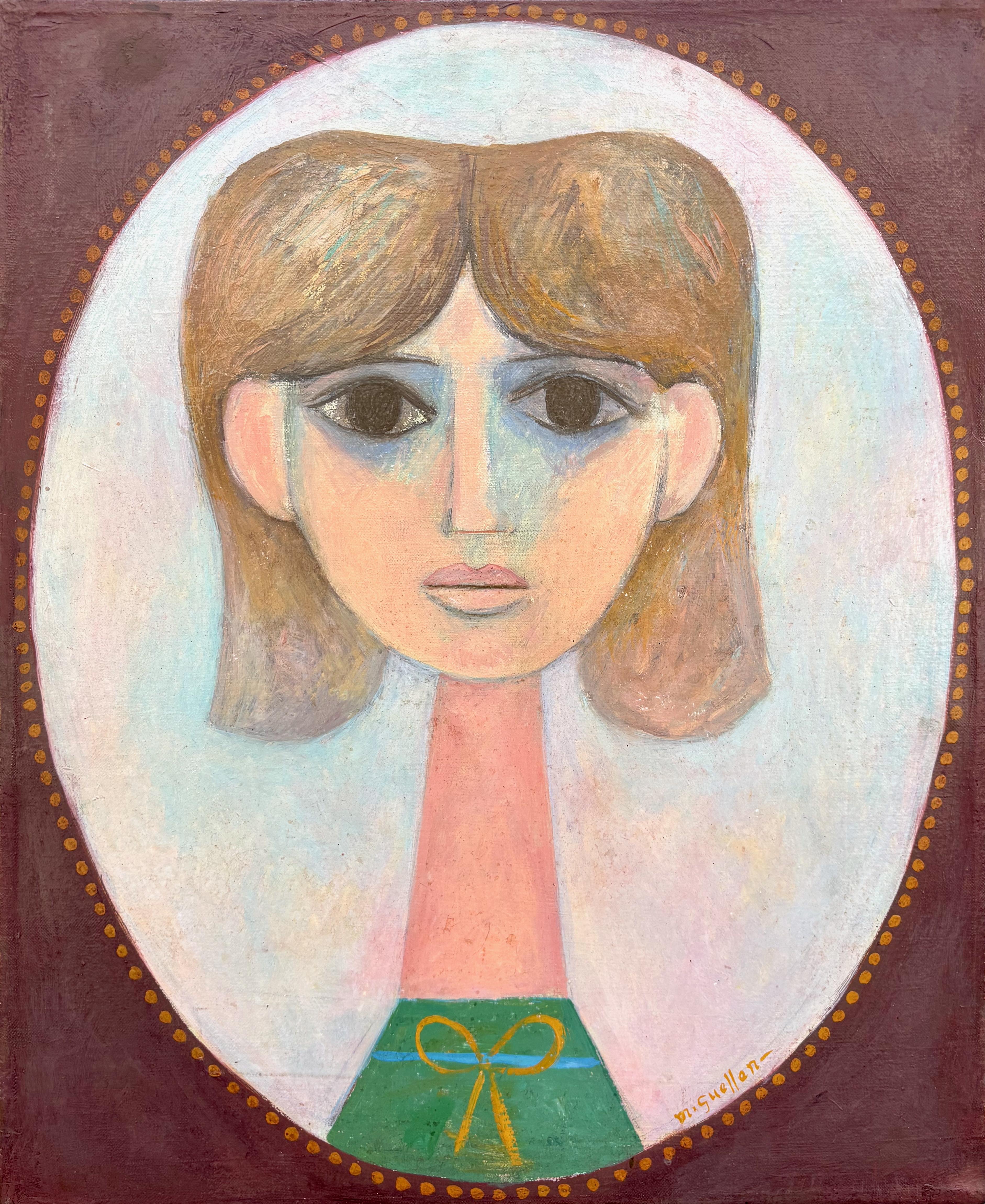 Menachem Gueffen Modernist Female Portrait Oil Painting, School of Paris, c.1960