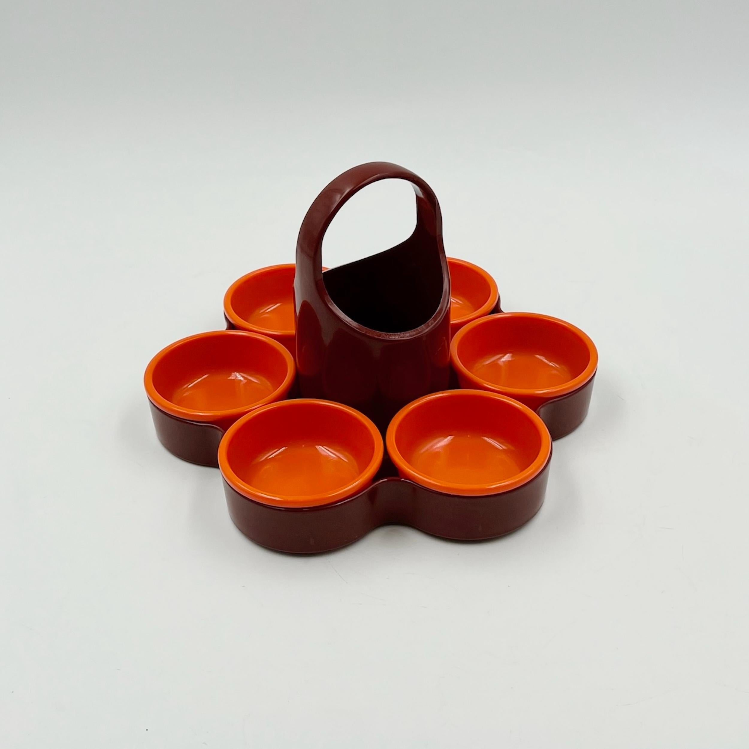 Menage Aperitivo Set EMSA Plastic Brown and Orange Hues, West Germany 1970s 4