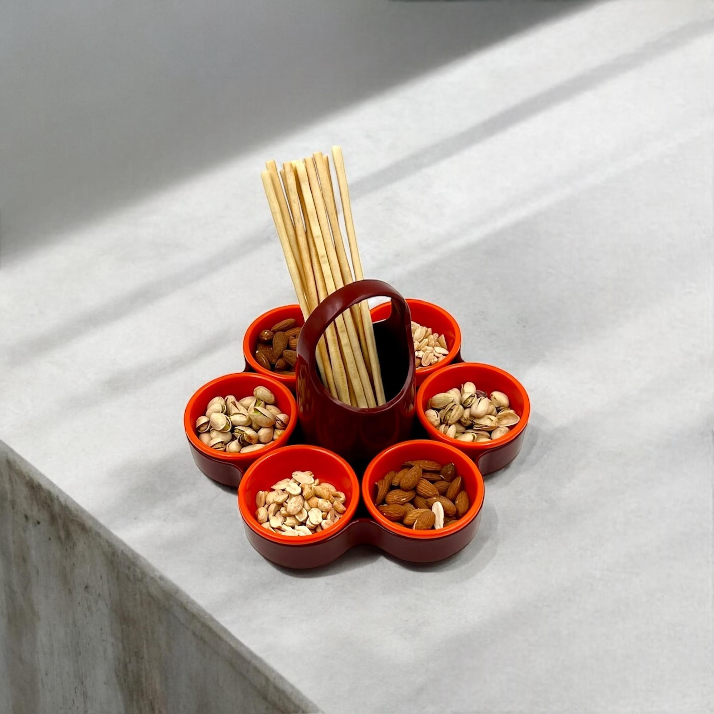 Menage Aperitivo Set EMSA Plastic Brown and Orange Hues, West Germany 1970s 5