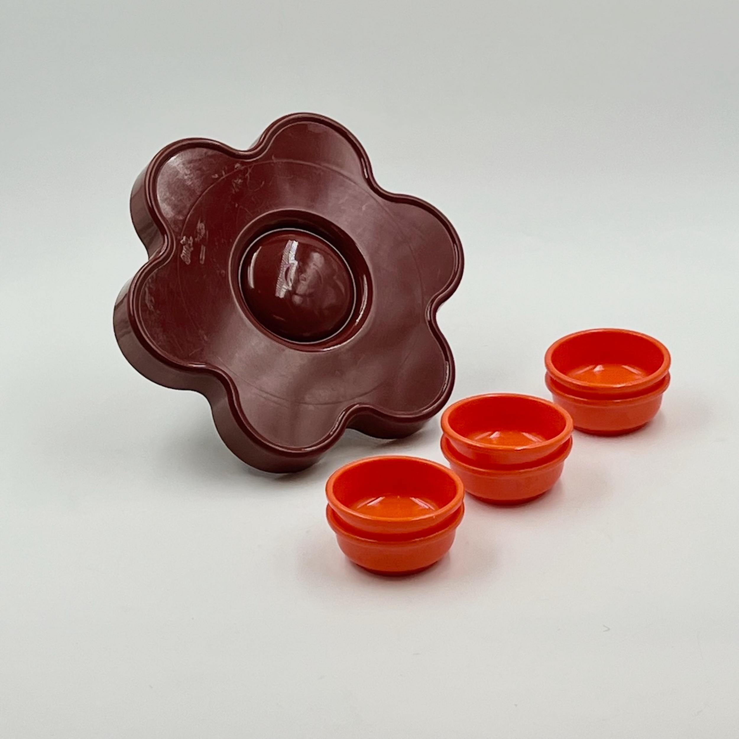 Menage Aperitivo Set EMSA Plastic Brown and Orange Hues, West Germany 1970s 1