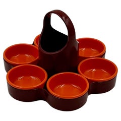 Menage Aperitivo Set EMSA Plastik Braun- und Orangetöne, Westdeutschland 1970er Jahre