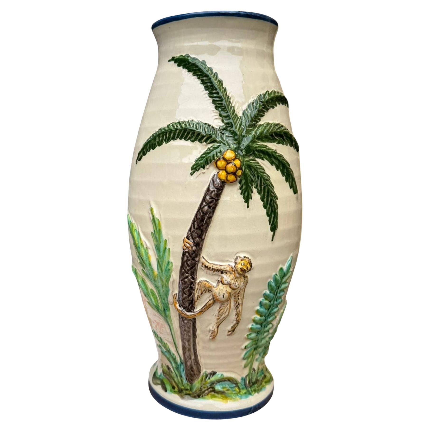 Menagerie Hand-Painted Ceramic Vase - Palm Tree