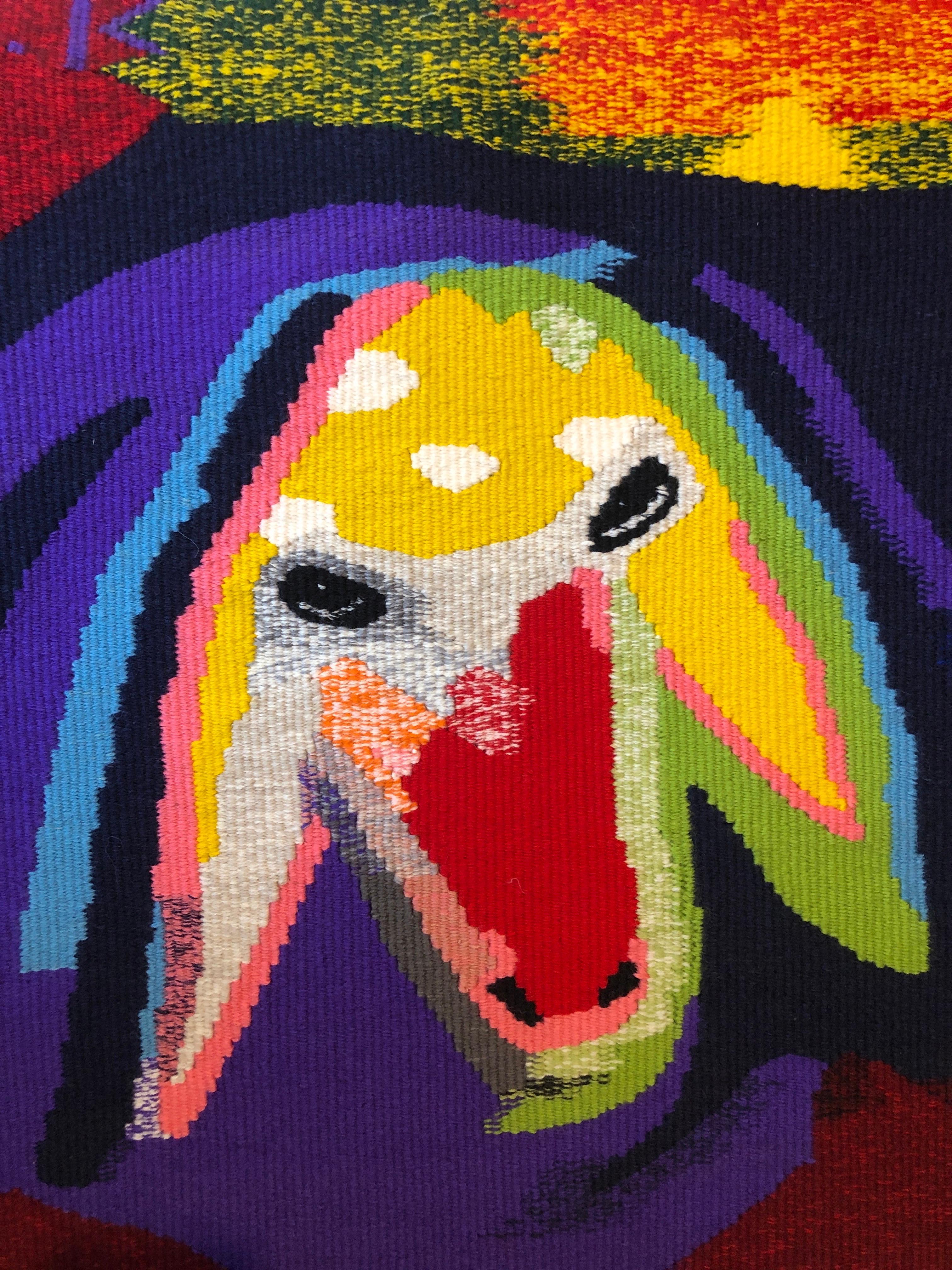  Israeli Hand Woven Colorful Wool Tapestry Weaving Menashe Kadishman Sheep Head  For Sale 12