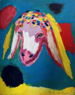 Beautiful Sheep head painting colorful by kadishman