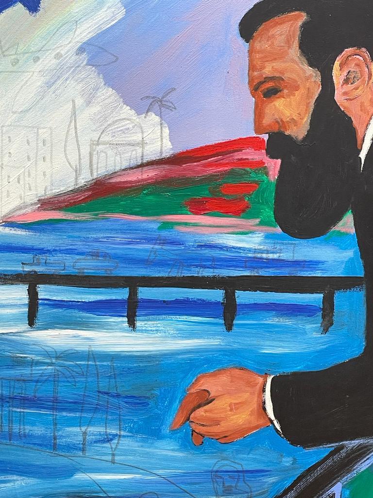 Herzl's vision - Contemporary Painting by Menashe Kadishman