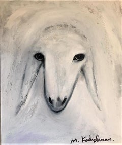 Menashe Kadishman, Sheep head 15 , Acrylic and sand on canvas
