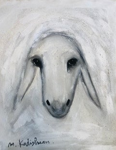 Menashe Kadishman, Sheep head 18 , Acrylic and sand on canvas 