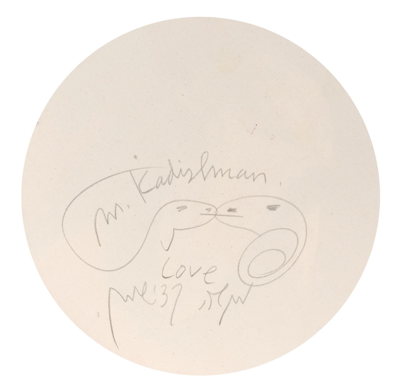Menashe Kadishman, Cabeza de oveja 20, pintura circular, Acrílico sobre lienzo en venta 1