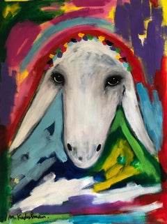 Menashe Kadishman, Sheep head 34, Acrylic on canvas