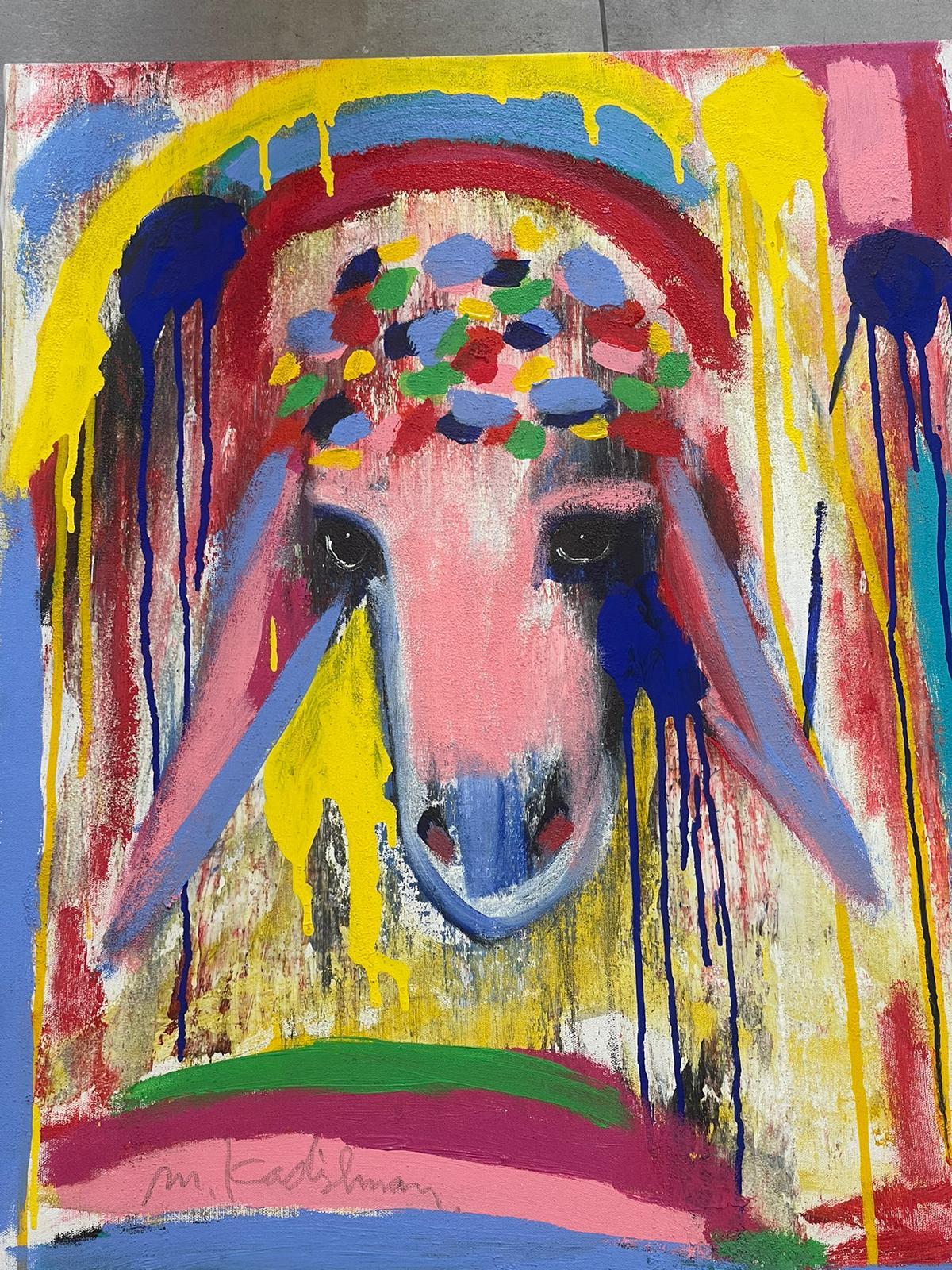 Menashe Kadishman, Sheep head 36, Acrylic on canvas For Sale 1