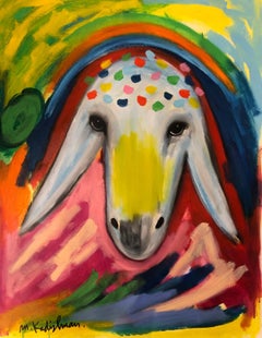 Menashe Kadishman, Sheep head 38, Acrylic on canvas