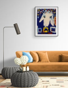 Menashe Kadishman, Sheep head, Symbolist work, Acrylic on canvas