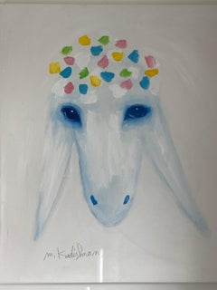 Menashe Kadishman, Tête de mouton avec couronne, Acrylique sur toile