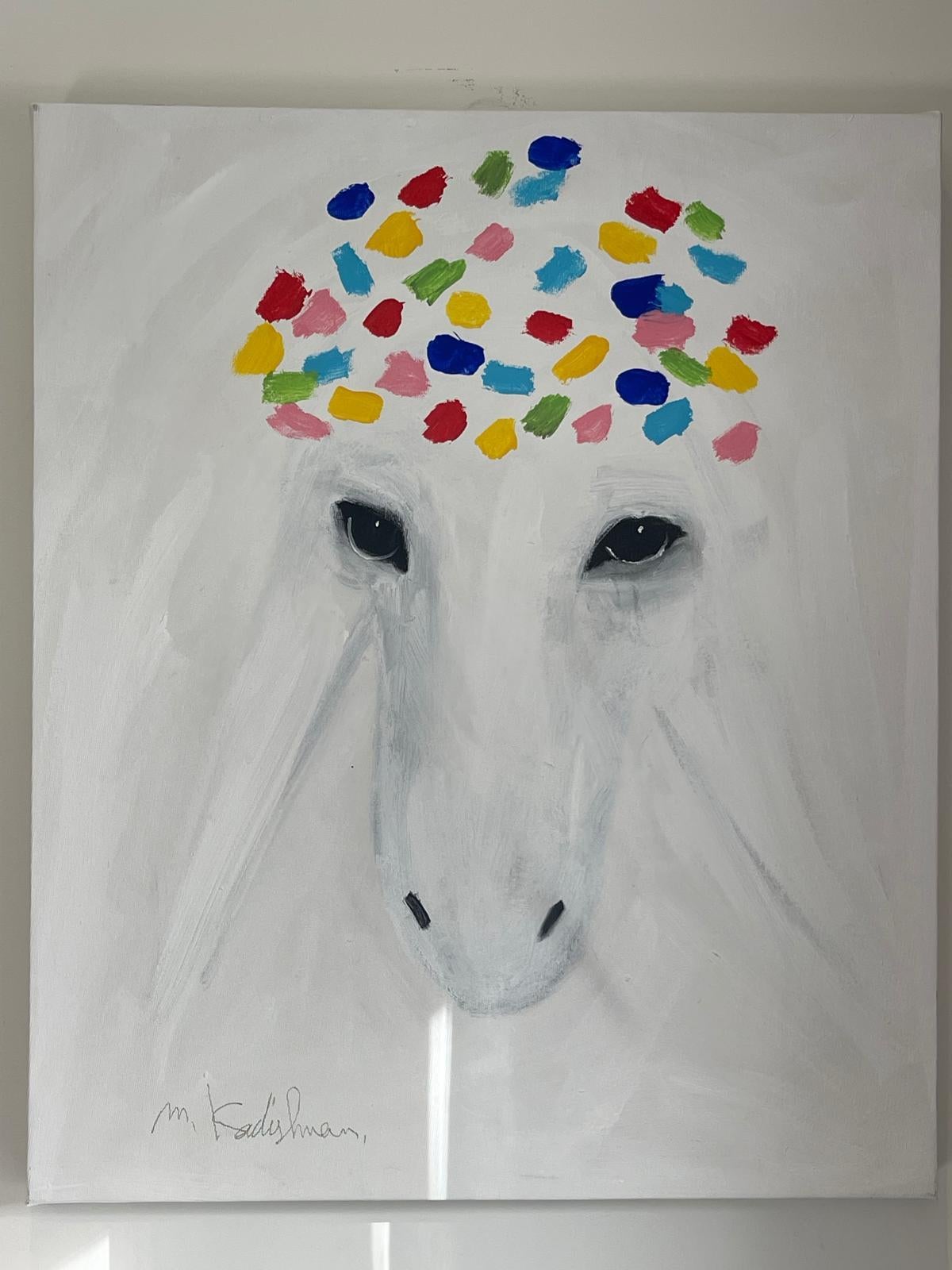 Menashe Kadishman, Oveja con corona, Acrílico sobre lienzo en venta 1