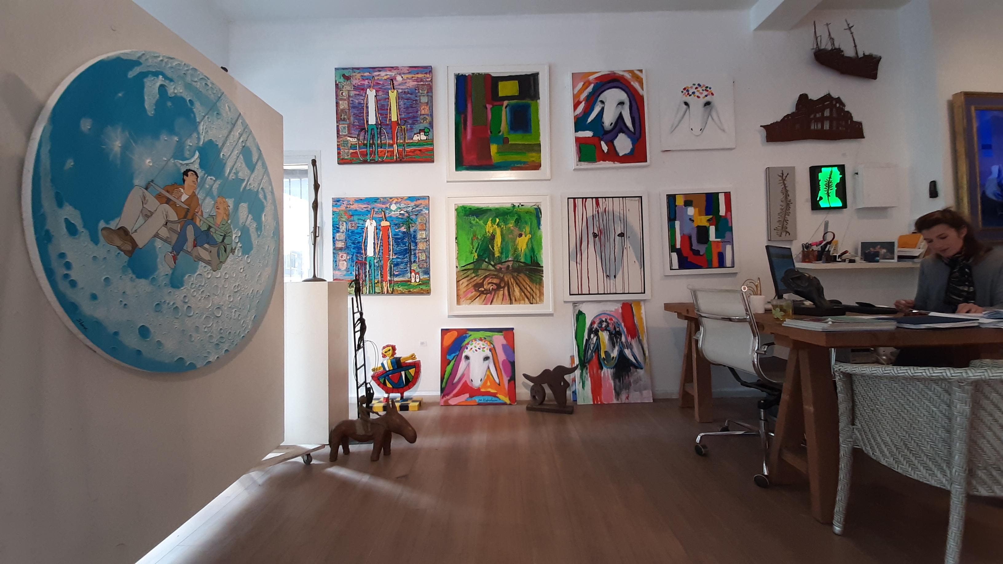 Menashe Kadishman, Oveja con corona, Acrílico sobre lienzo en venta 3