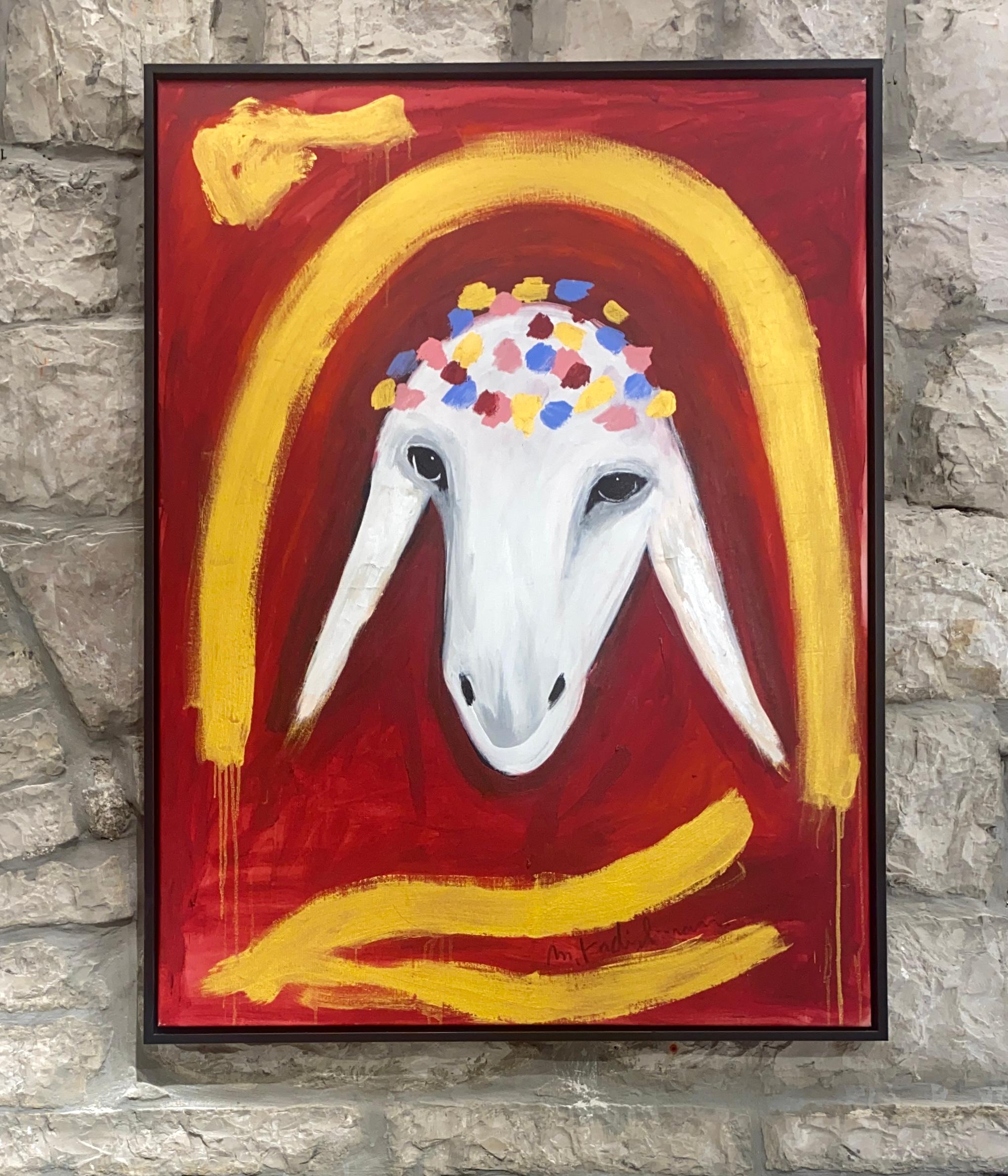 Sheep Head  - Painting by Menashe Kadishman