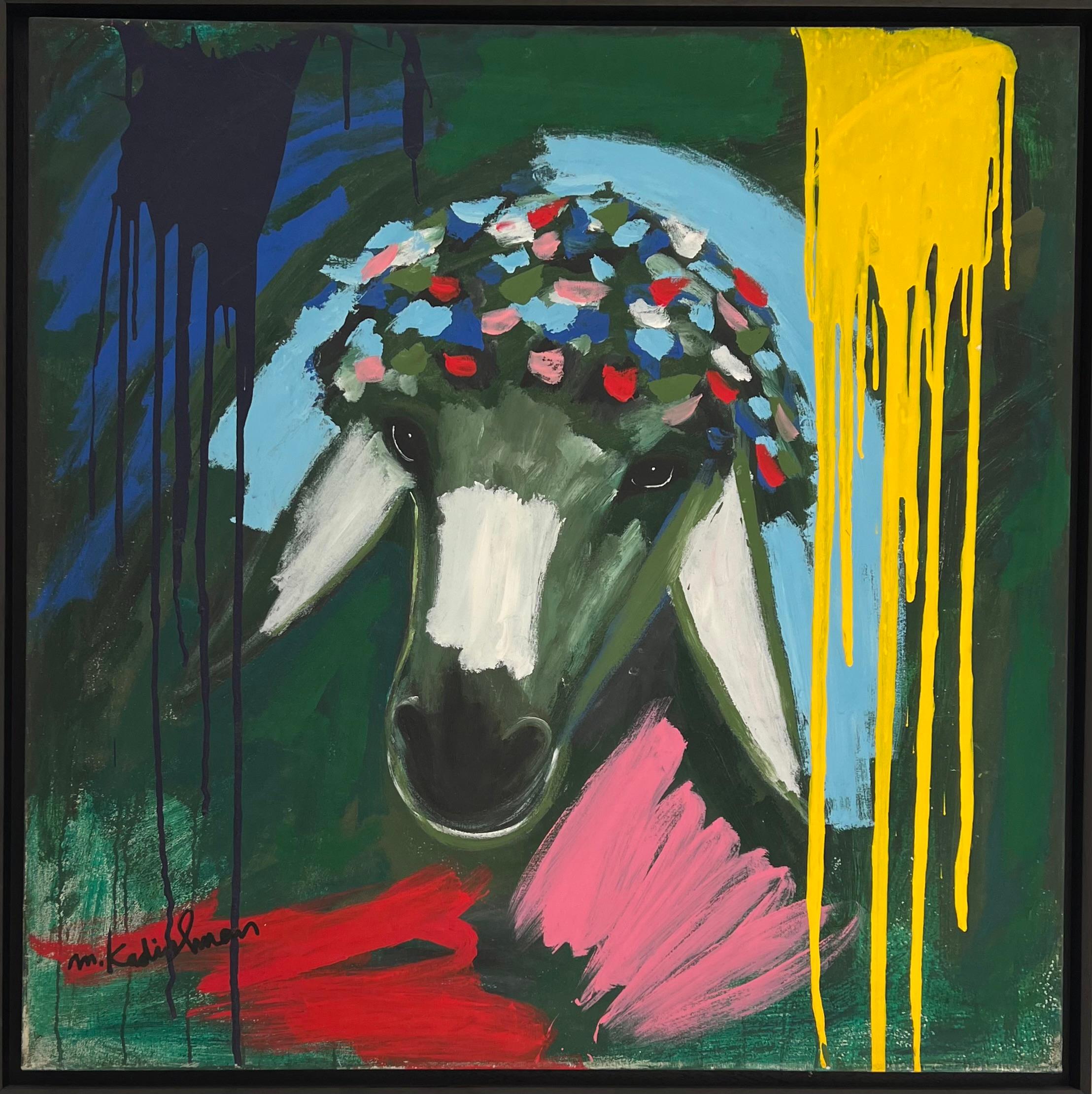 Sheep head - Painting by Menashe Kadishman