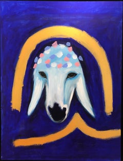 Sheep Head in Blue and gold