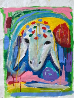 Sheep Head with colorful backgorund