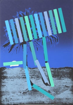 Blue Palm, Screenprint by Menashe Kadishman