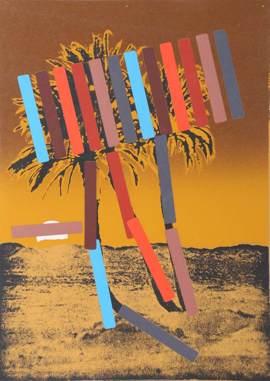 Gold Palm, Conceptual Art Screenprint by Menashe Kadishman