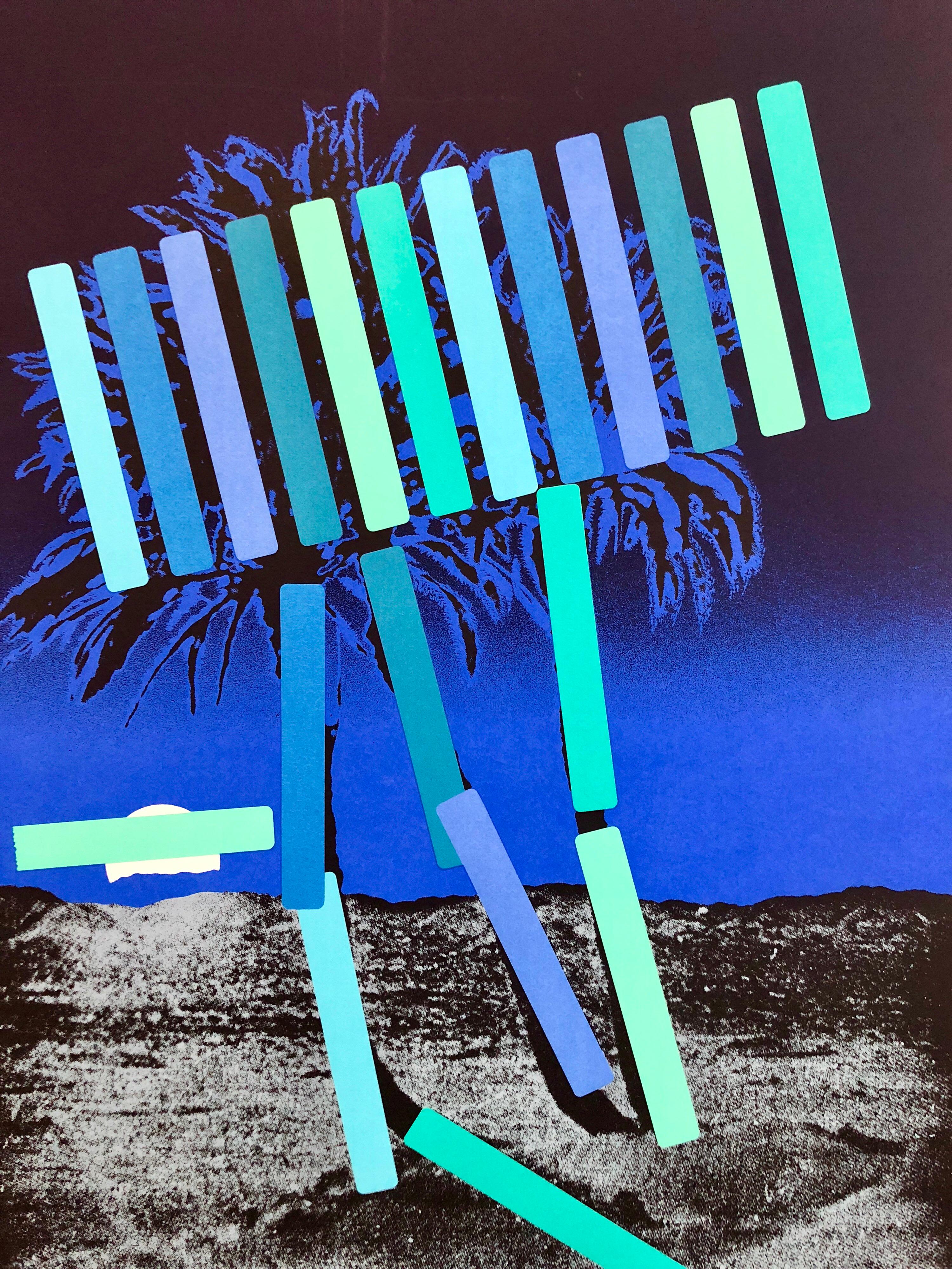 Sérigraphie d'images en soie pop art moderne israélienne, palmiers Kadishman - Print de Menashe Kadishman