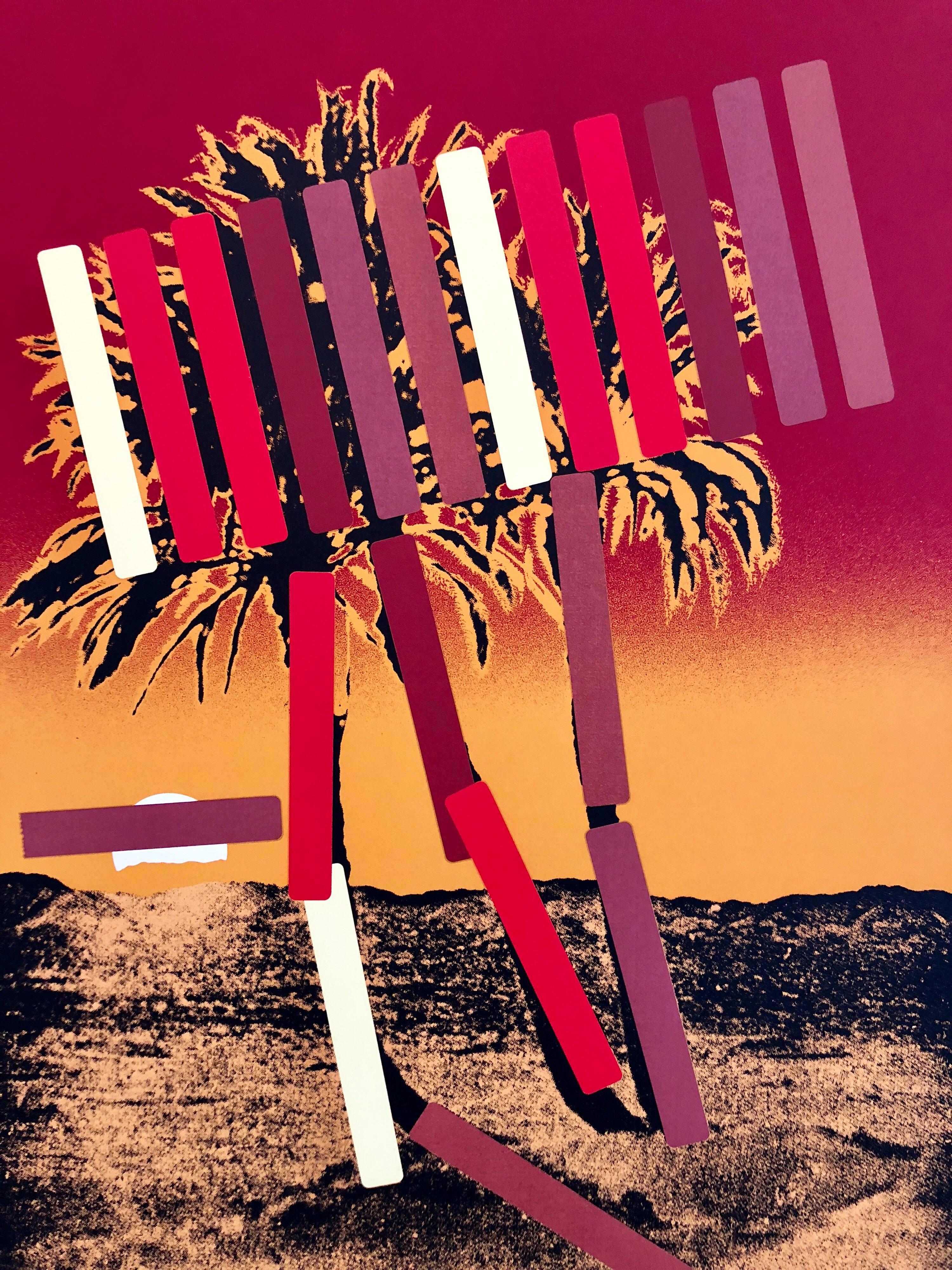 Sérigraphie d'images en soie pop art moderne israélienne, palmiers Kadishman - Print de Menashe Kadishman