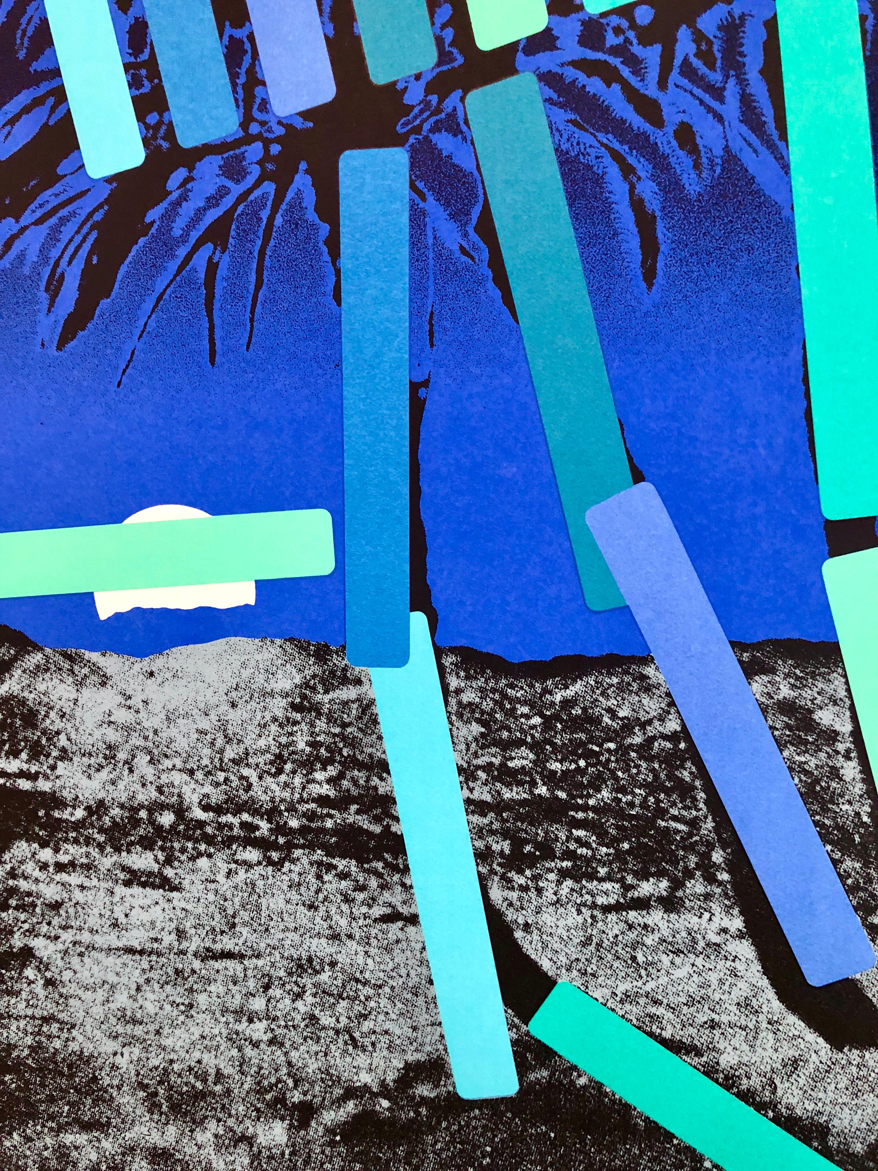 Israeli Modern Pop Art Photo Silkscreen Serigraph Palm Trees Kadishman - Purple Abstract Print by Menashe Kadishman