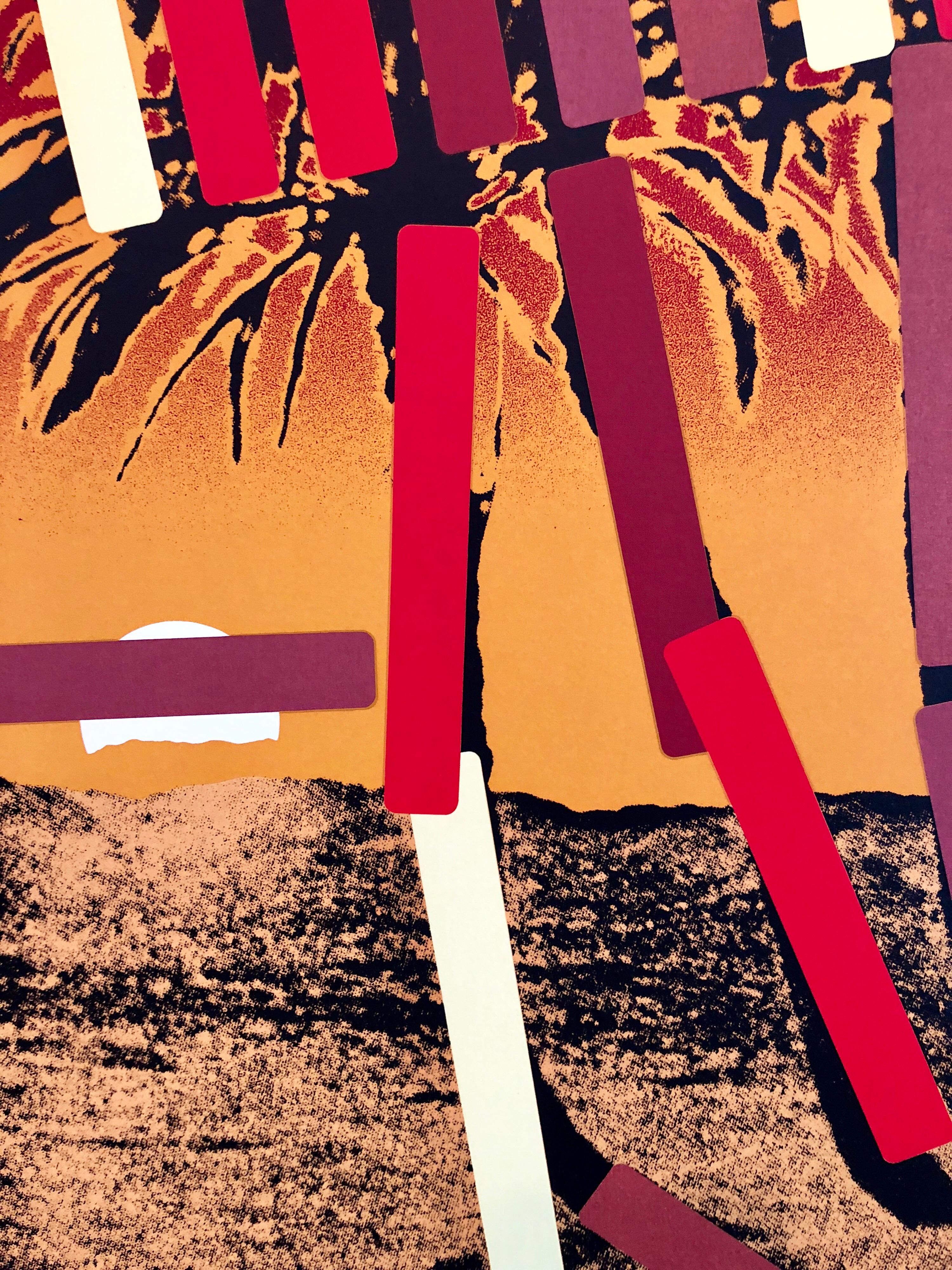 Sérigraphie d'images en soie pop art moderne israélienne, palmiers Kadishman en vente 2